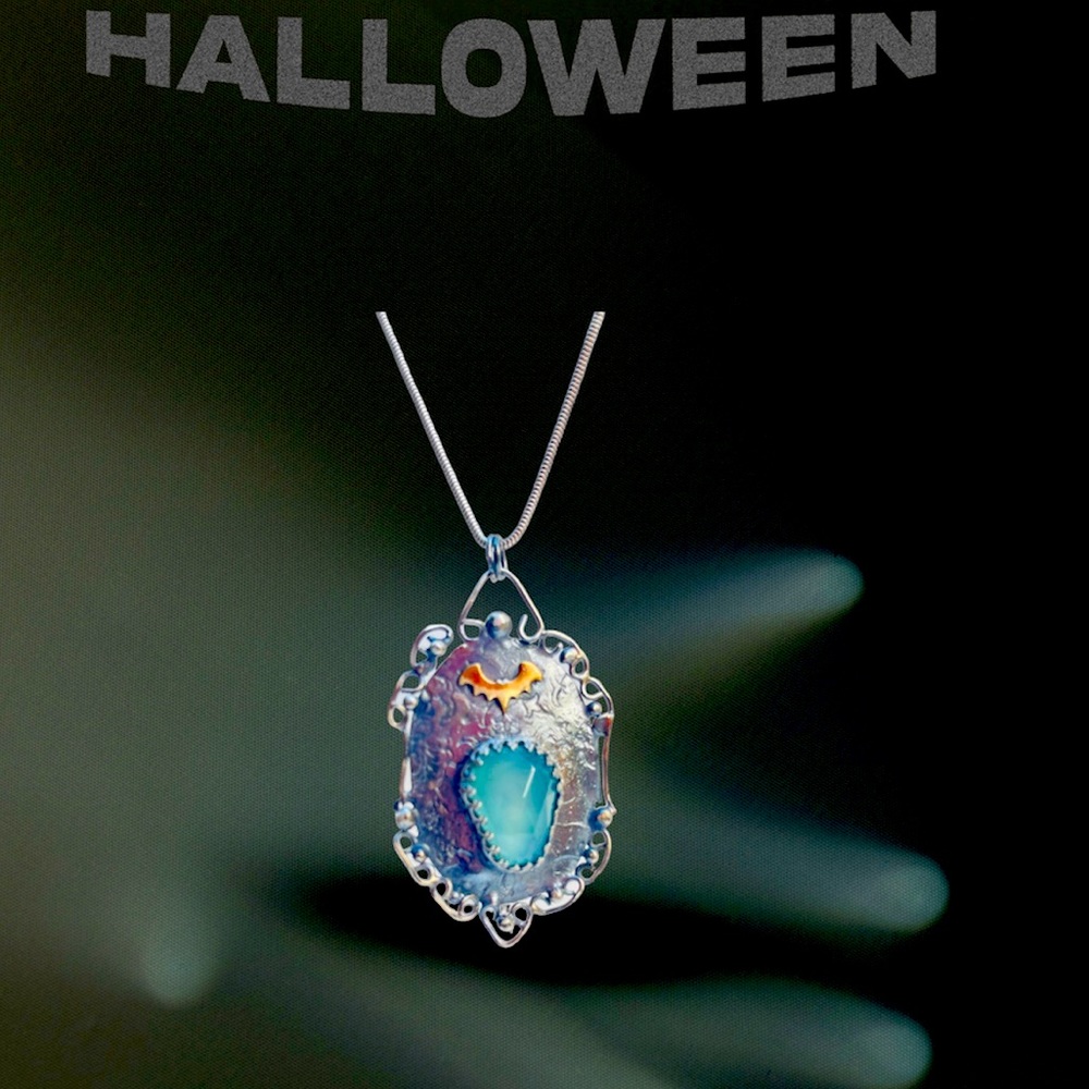 Bat collection pendant chalcedony
